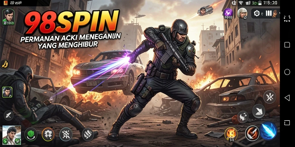 Tampilan gameplay menegangkan dalam 98SPIN yang penuh aksi.