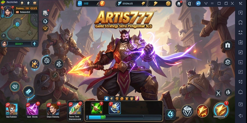 Screenshot menunjukkan gameplay seru dari ARTIS777 di genre SLG.