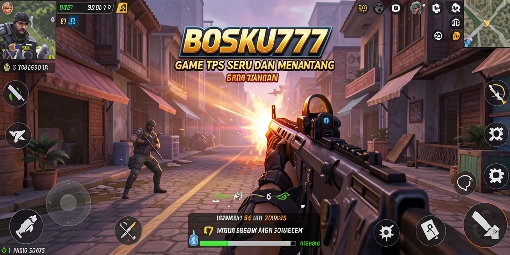 Screenshot utama BOSKU777 menampilkan aksi gameplay seru