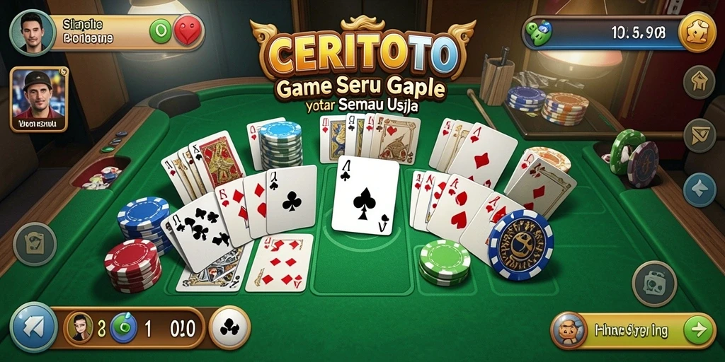 Tampilan gameplay CERITOTO yang menarik saat bermain Gaple.