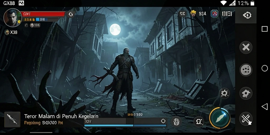 Gameplay GX88 yang menegangkan dan mencekam dalam kegelapan malam.