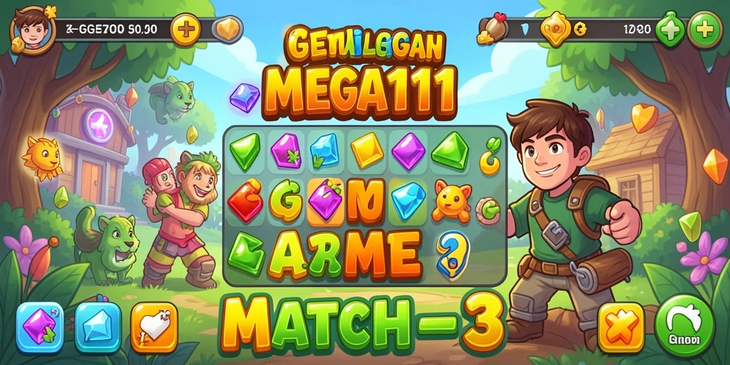 Tampilan gameplay MEGA111 yang seru dan penuh warna.