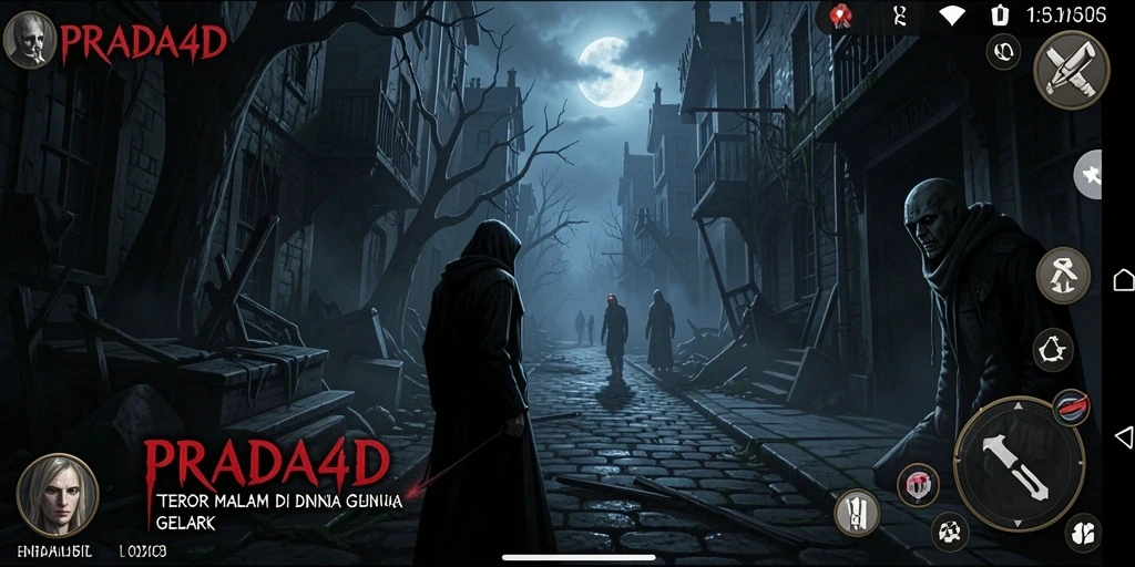 Screenshot gameplay PRADA4D yang menampilkan suasana menyeramkan.