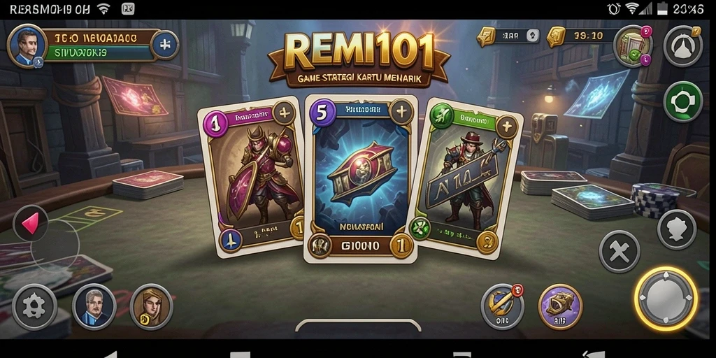 Tangkapan layar gameplay strategi kartu yang seru di REMI101.