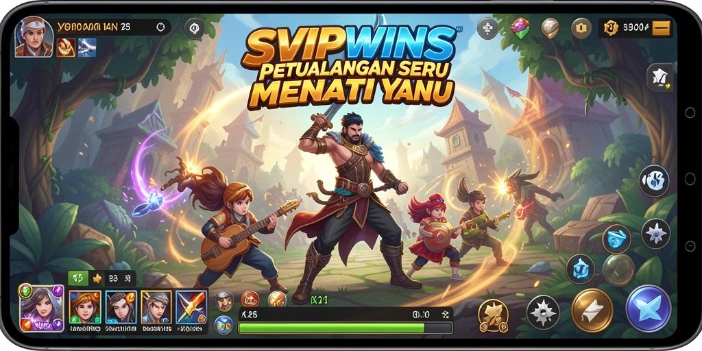 Screenshot utama dari permainan <strong>SVIPWINS</strong> menunjukkan aksi petualangan yang menarik.