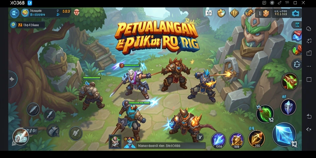 Screenshot gameplay RPG XO368 menampilkan aksi pertempuran epik dan petualangan mendebarkan.